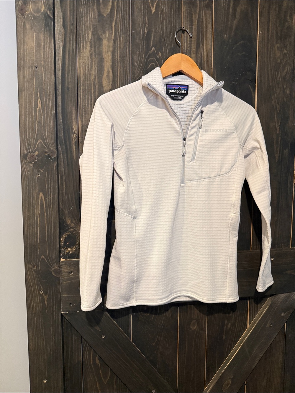 Patagonia Womens White Half-Zip Waffle Fleece Pullover